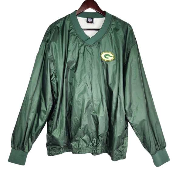 Green Bay Packers Green Windbreaker Jacket Mens XL Lined Pockets - Picture 1 of 11